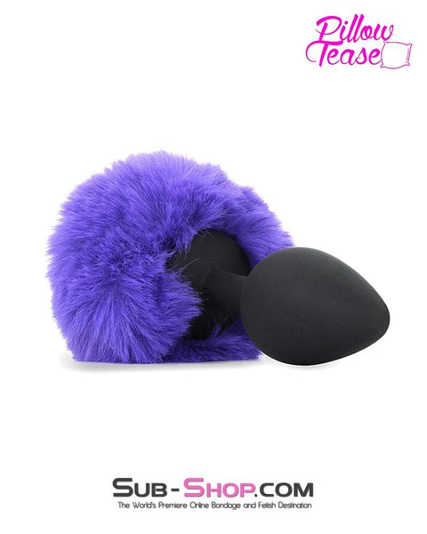0667E      Purple Puff Bunny Butt Medium Black Silicone Tail Butt Plug - LAST CHANCE - Final Closeout! MEGA Deal   , Sub-Shop.com Bondage and Fetish Superstore