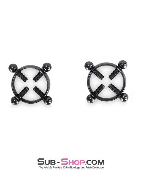 6860AE      Black Nipple Vise Non-Piercing Nipple Jewelry 4 Way Thumb Screw Nipple Clamps - LAST CHANCE - Final Closeout! MEGA Deal   , Sub-Shop.com Bondage and Fetish Superstore