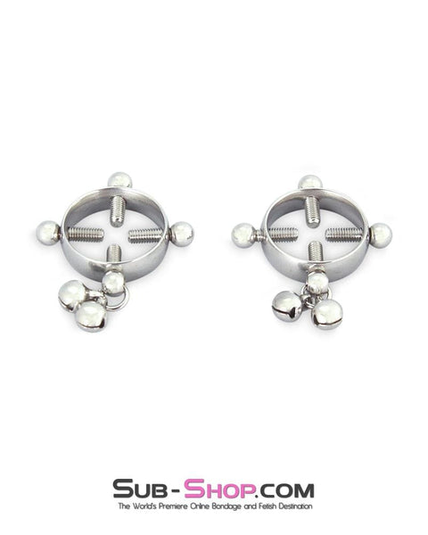 6862AE      Silver Bells Nipple Vise Non-Piercing Nipple Jewelry 4 Way Thumb Screw Nipple Clamps - LAST CHANCE - Final Closeout! MEGA Deal   , Sub-Shop.com Bondage and Fetish Superstore