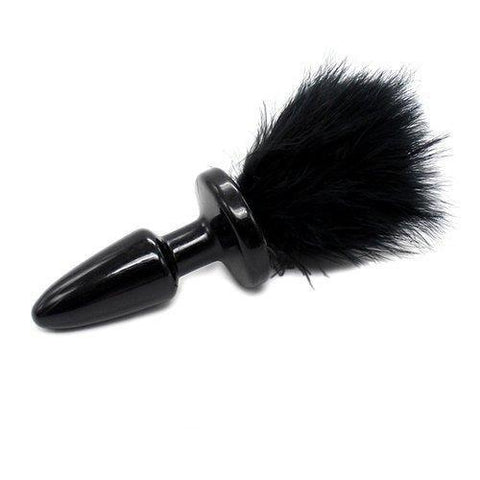 6871M      Black Puff Honey Bunny Butt Plug with Tail - LAST CHANCE - Final Closeout! Black Friday Blowout   , Sub-Shop.com Bondage and Fetish Superstore