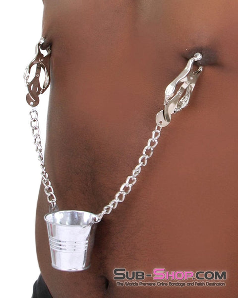 6875M      Slave's Burden Labia and Nipple Clamps with Weight Bucket - LAST CHANCE - Final Closeout! MEGA Deal   , Sub-Shop.com Bondage and Fetish Superstore