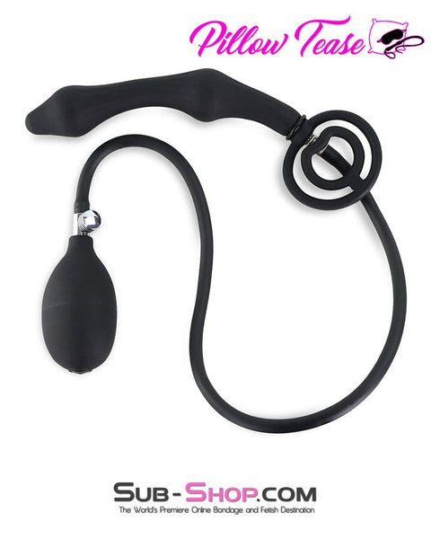 6953DL      Inflatable Rubber Double Ball Anal Plug with Removable Pump Hose Butt Plug   , Sub-Shop.com Bondage and Fetish Superstore