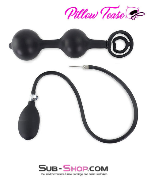 6953DL      Inflatable Rubber Double Ball Anal Plug with Removable Pump Hose Butt Plug   , Sub-Shop.com Bondage and Fetish Superstore