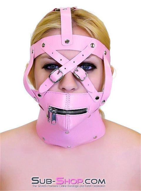 6993HS      Pink Posture Collar and Zippered Muzzle Trainer Set - LAST CHANCE - Final Closeout! Black Friday Blowout   , Sub-Shop.com Bondage and Fetish Superstore