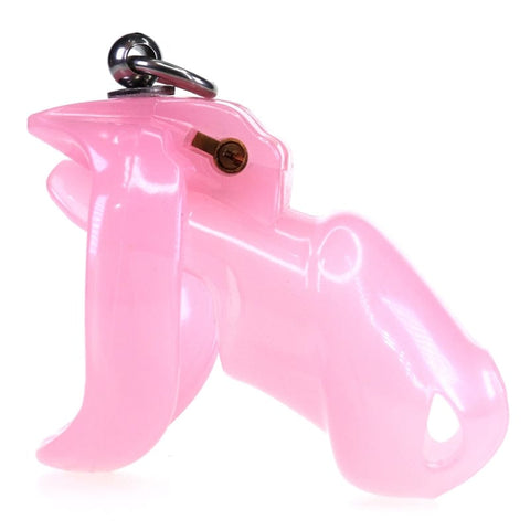 7233M      Sissy’s Clitty Leash Locking Pink Chastity with Lead Ring, Small Base Cock Ring Size Chastity   , Sub-Shop.com Bondage and Fetish Superstore