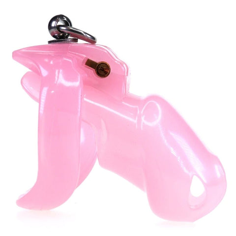 7235M      Sissy’s Clitty Leash Locking Pink Chastity with Lead Ring, Medium Base Cock Ring Size - MEGA Deal MEGA Deal   , Sub-Shop.com Bondage and Fetish Superstore