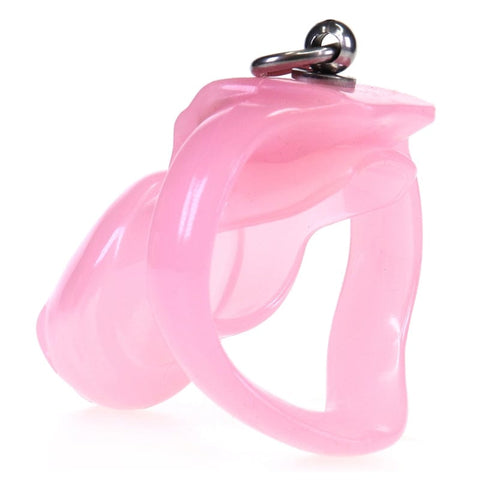 7233M      Sissy’s Clitty Leash Locking Pink Chastity with Lead Ring, Small Base Cock Ring Size - MEGA Deal MEGA Deal   , Sub-Shop.com Bondage and Fetish Superstore