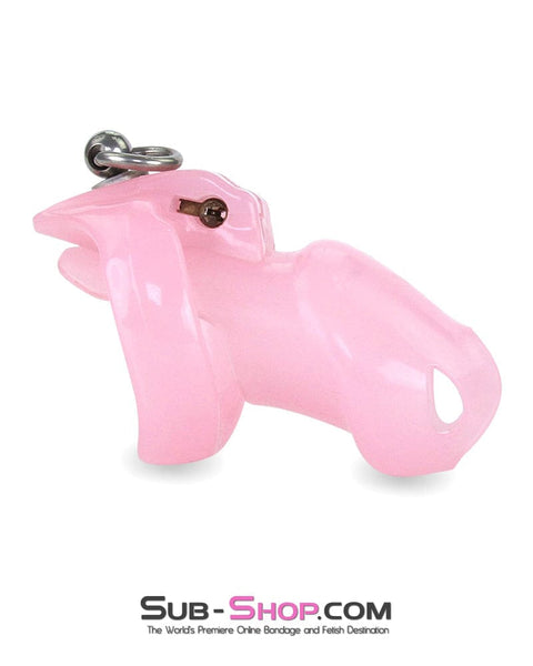 7265M      Sissy’s Clitty Leash Locking Pink Chastity with Lead Ring, Large Base Cock Ring Size - MEGA Deal MEGA Deal   , Sub-Shop.com Bondage and Fetish Superstore