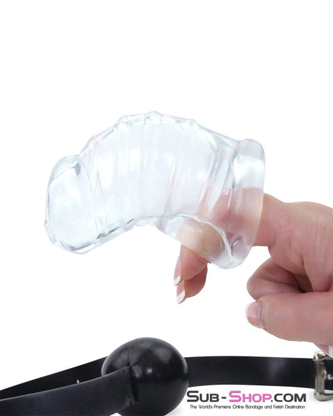 7379M      The Guardian Clear Silicone Cock and Balls Chastity Cage Chastity   , Sub-Shop.com Bondage and Fetish Superstore