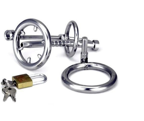 7380AR      Points of Intrigue Locking Penis Plug Chastity with Spiked Penis Cage Chastity   , Sub-Shop.com Bondage and Fetish Superstore