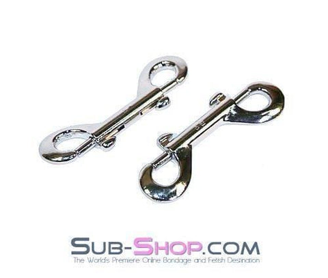 0762A      Pair of Double Snap Hooks Cuff Connections Set Hardware   , Sub-Shop.com Bondage and Fetish Superstore
