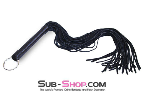 7796DL      Suede Tail 24” Flogger Whip with Satin Wrapped Handle and Hanging Ring - MEGA Deal Black Friday Blowout   , Sub-Shop.com Bondage and Fetish Superstore