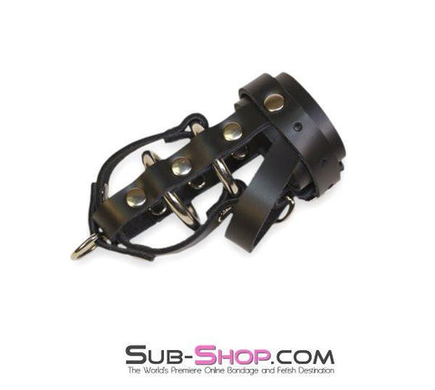 0786A   Deluxe Leather Locking Cock Cage Chastity with Lead Rings Cock Cage   , Sub-Shop.com Bondage and Fetish Superstore