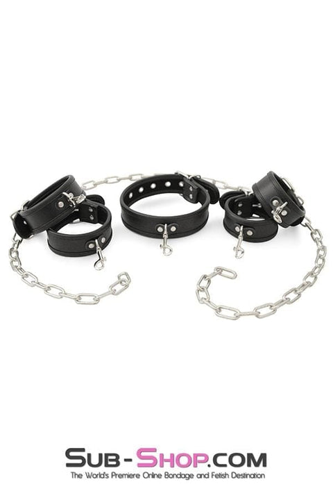 0803M      6 Pc. Cuffs, Collar and Chains Bondage Slave Starter Set Bondage Set   , Sub-Shop.com Bondage and Fetish Superstore