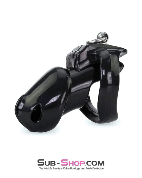 8879M      Long Black Cock Cage with Lead Ring and Large Cock Cuff Ring Chastity   , Sub-Shop.com Bondage and Fetish Superstore