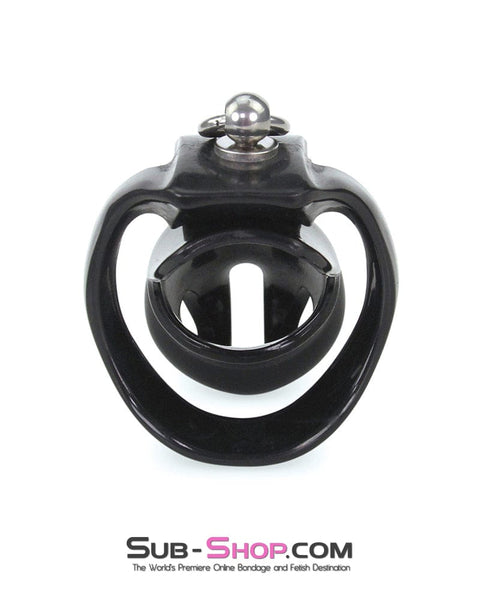 8879M      Long Black Cock Cage with Lead Ring and Large Cock Cuff Ring Chastity   , Sub-Shop.com Bondage and Fetish Superstore