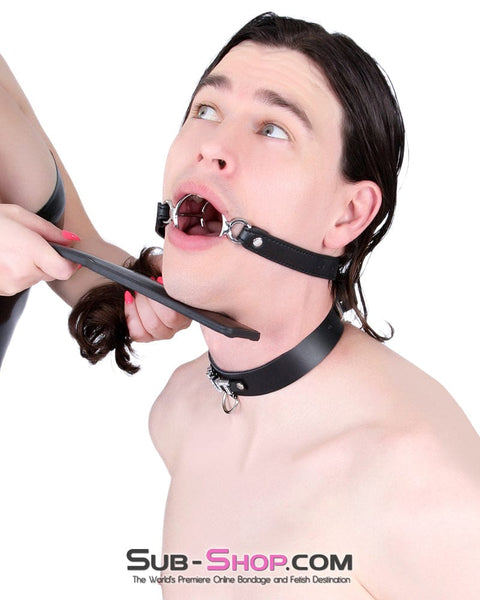 8960DL      Ring My Bell Metal Ring Gag with Tongue Depressor Ring Gags   , Sub-Shop.com Bondage and Fetish Superstore