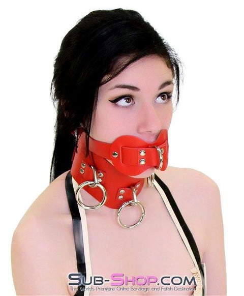 0977A      Intensely Quiet Red Leather Double Mouth Guard Gag Gags   , Sub-Shop.com Bondage and Fetish Superstore