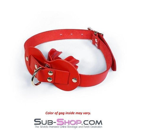 0977A      Intensely Quiet Red Leather Double Mouth Guard Gag Gags   , Sub-Shop.com Bondage and Fetish Superstore
