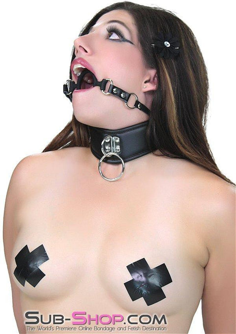 9908RS      Train Me To Be Yours Padded Collar with Ring Gag Collar   , Sub-Shop.com Bondage and Fetish Superstore