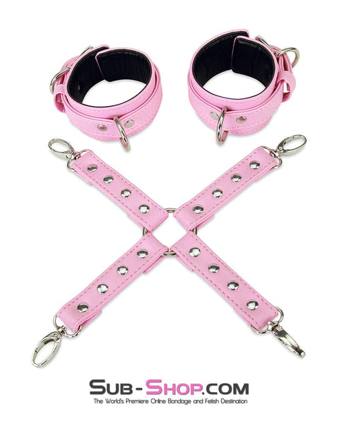 9945M-SIS      Pink Padded Sissy Bondage Belt, Thigh Cuffs, Wrist Cuffs and Connector Strap Sissy   , Sub-Shop.com Bondage and Fetish Superstore