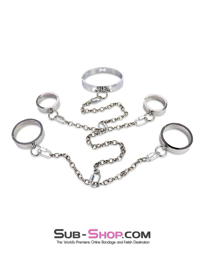 0173M Surrendered in Desire Chained Steel Collar, Wrist and Ankle Cuffs Steel Bondage , Sub-Shop.com Bondage and Fetish Superstore
