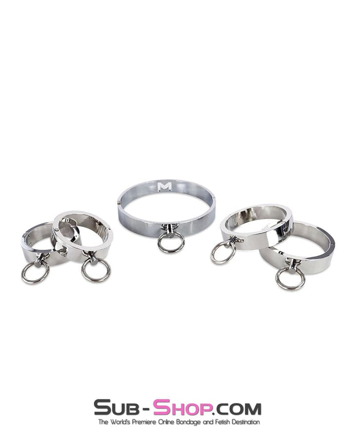 0173M Surrendered in Desire Chained Steel Collar, Wrist and Ankle Cuffs Steel Bondage , Sub-Shop.com Bondage and Fetish Superstore