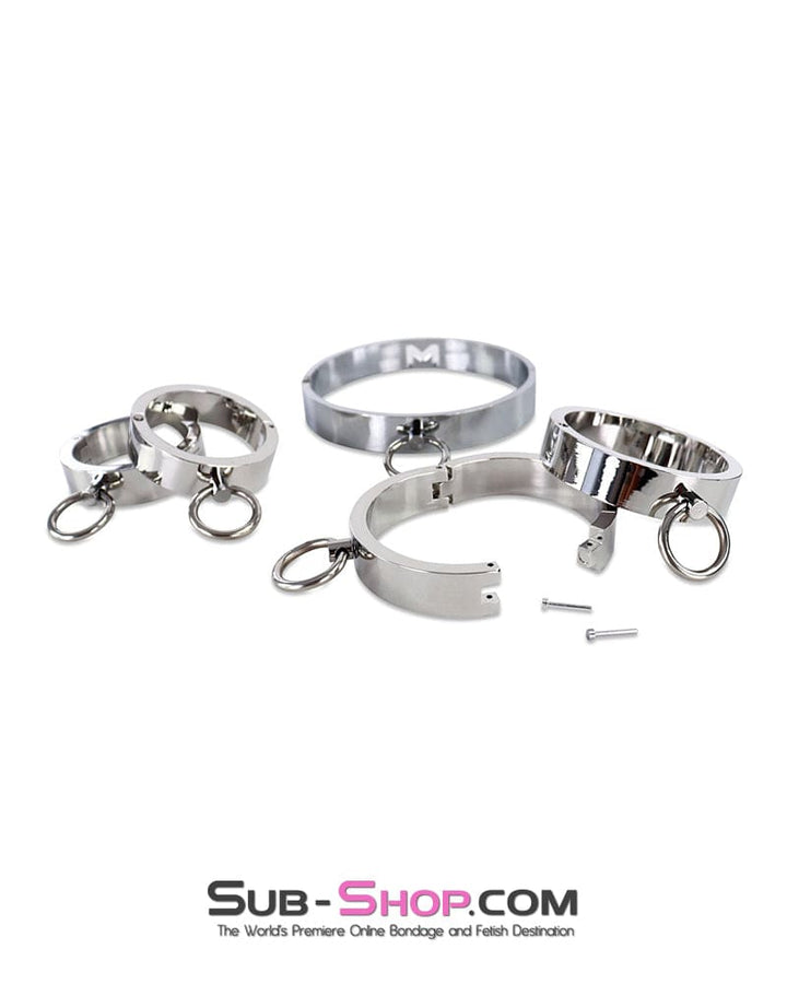 0173M Surrendered in Desire Chained Steel Collar, Wrist and Ankle Cuffs Steel Bondage , Sub-Shop.com Bondage and Fetish Superstore