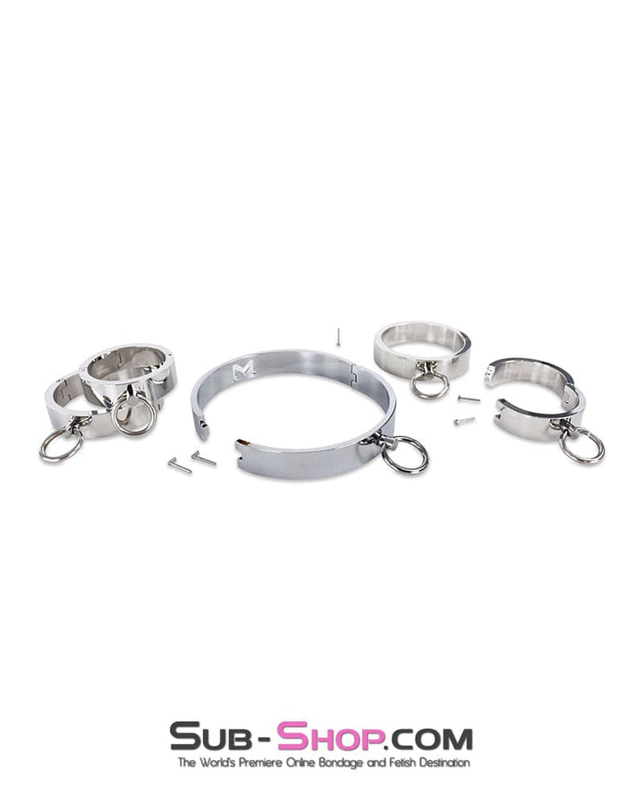 0173M Surrendered in Desire Chained Steel Collar, Wrist and Ankle Cuffs Steel Bondage , Sub-Shop.com Bondage and Fetish Superstore