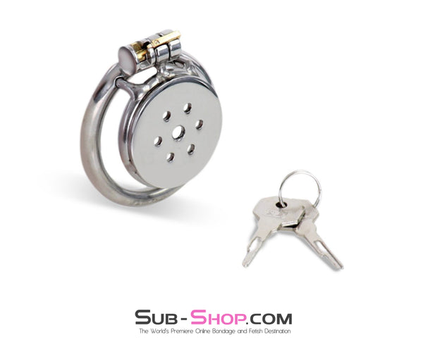 0208M   Steel Lid Short Strict Locking Chastity Cock Cage