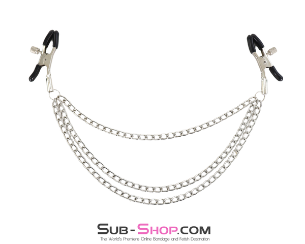 0225M      Triple Silver Chain Nipple Jewelry Clamps