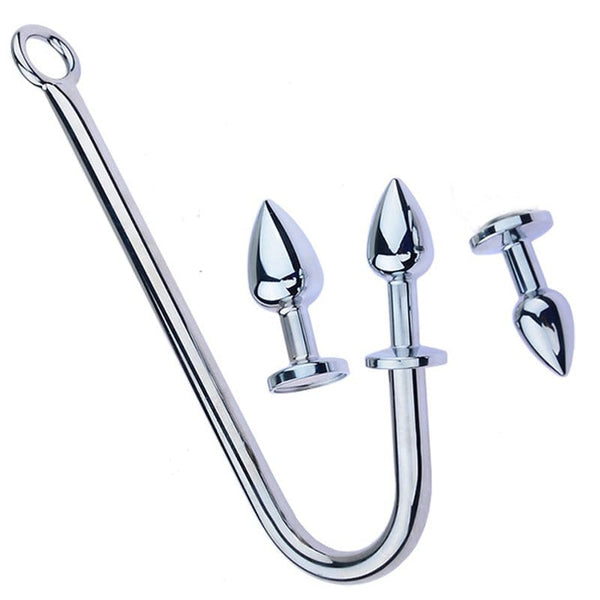 0257M Steel Anal Hook with 3 Interchangeable Plugs Anal Toys , Sub-Shop.com Bondage and Fetish Superstore