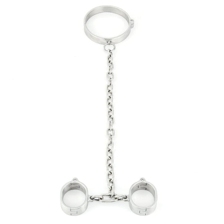 0264M Master’s Choice Locking Stainless Steel Collar & Wrist Restraints Steel Bondage , Sub-Shop.com Bondage and Fetish Superstore