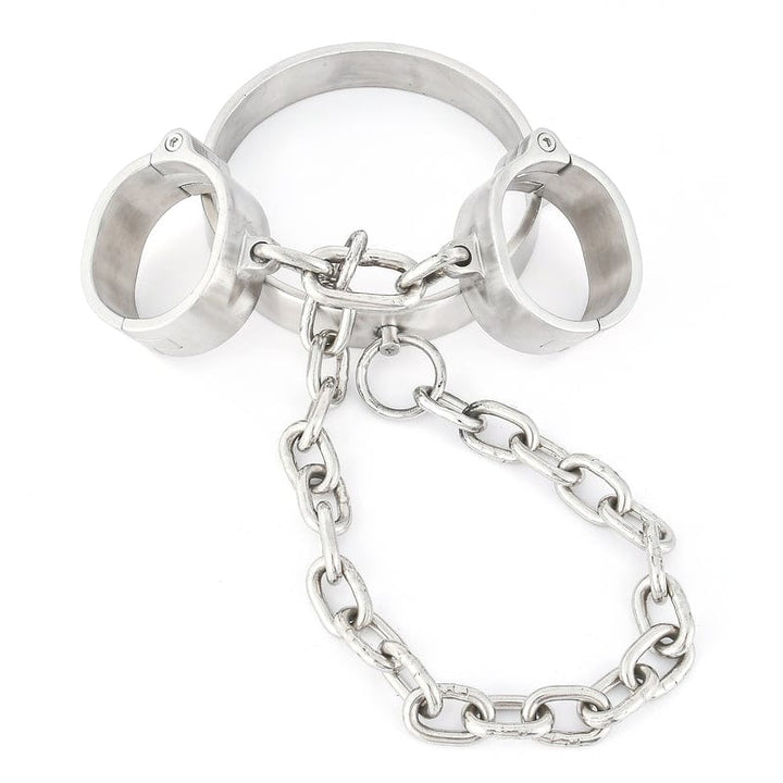 0264M Master’s Choice Locking Stainless Steel Collar & Wrist Restraints Steel Bondage , Sub-Shop.com Bondage and Fetish Superstore