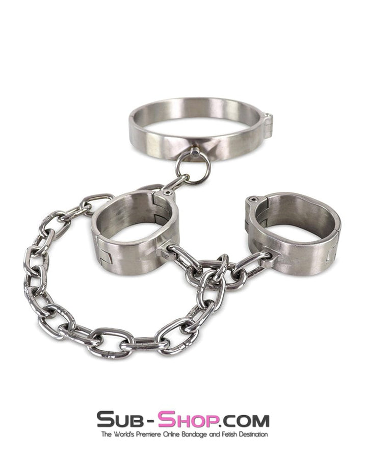 0264M Master’s Choice Locking Stainless Steel Collar & Wrist Restraints Steel Bondage , Sub-Shop.com Bondage and Fetish Superstore