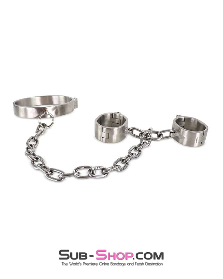 0264M Master’s Choice Locking Stainless Steel Collar & Wrist Restraints Steel Bondage , Sub-Shop.com Bondage and Fetish Superstore