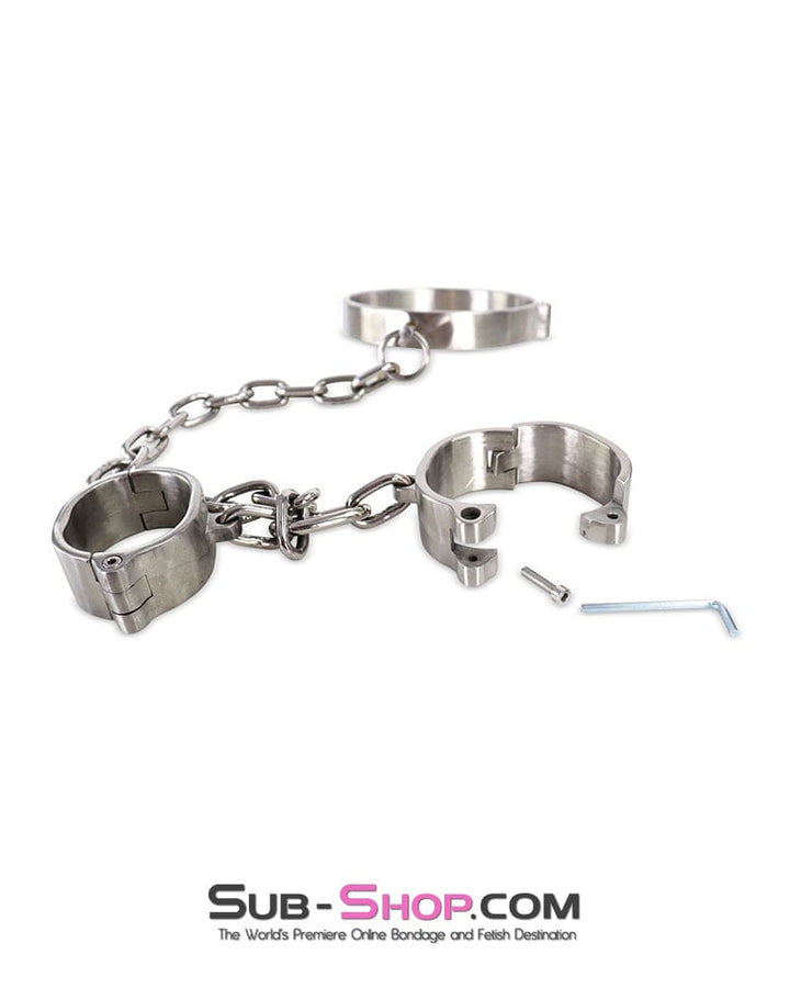 0264M Master’s Choice Locking Stainless Steel Collar & Wrist Restraints Steel Bondage , Sub-Shop.com Bondage and Fetish Superstore