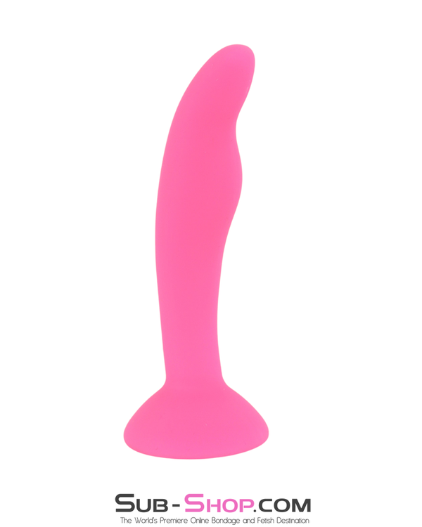0437M  Pink Mini Tapered Silicone Anal Training Plug with Suction Cup Base