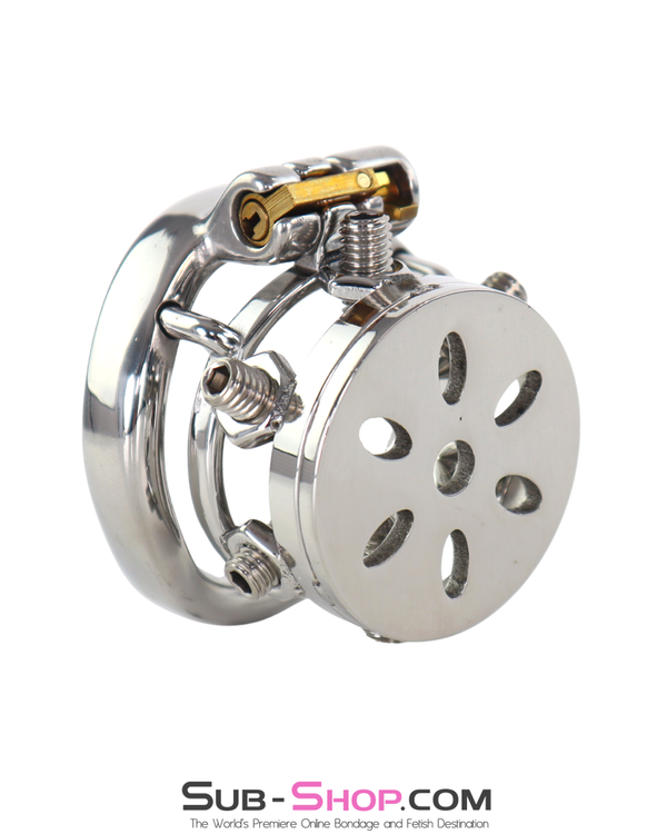 0507M  Spiked Steel Chastity Cage - Locking Male Chastity Device with 6 Adjustable CBT Spikes