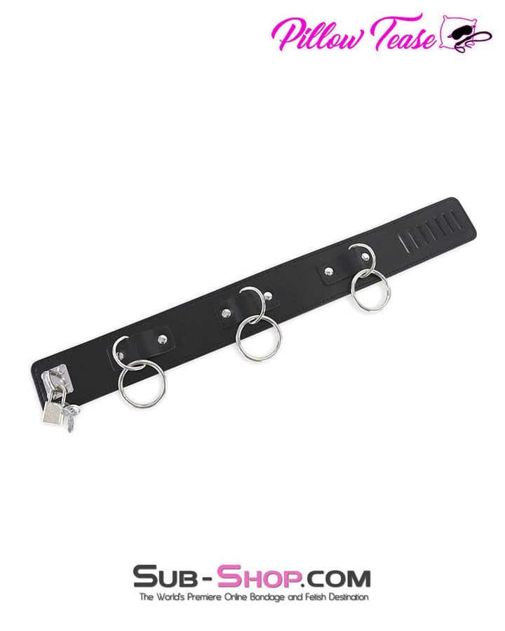 0552DL 3 Ring Bondage Slave Collar Collar Black Locking , Sub-Shop.com Bondage and Fetish Superstore