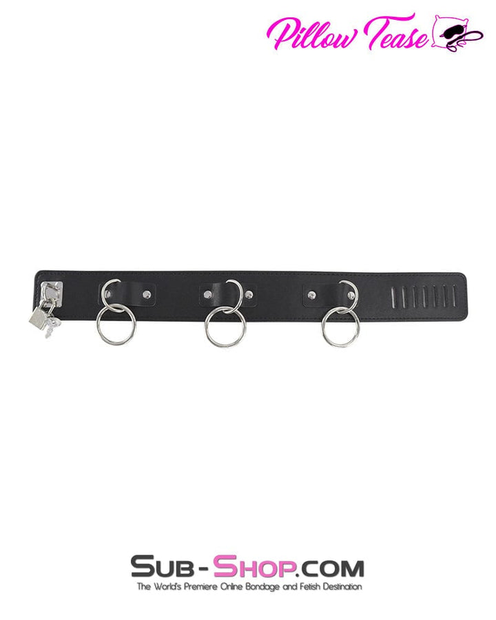 0552DL 3 Ring Bondage Slave Collar Collar , Sub-Shop.com Bondage and Fetish Superstore