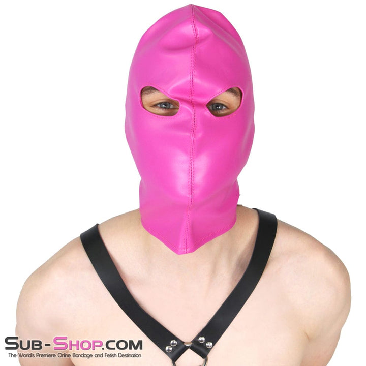 0565RS-SIS Sissy Prissy Hot Pink Leatherette Open Lacing Back Eyes Bondage Girl Hood Sissy , Sub-Shop.com Bondage and Fetish Superstore