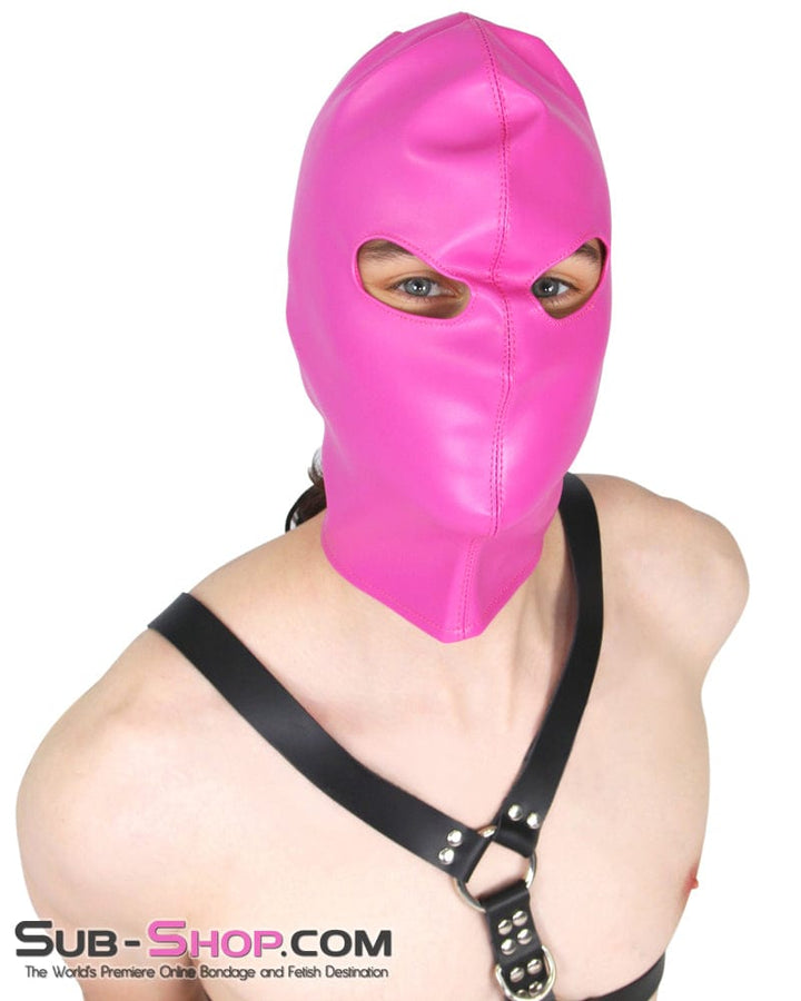 0565RS-SIS Sissy Prissy Hot Pink Leatherette Open Lacing Back Eyes Bondage Girl Hood Sissy , Sub-Shop.com Bondage and Fetish Superstore