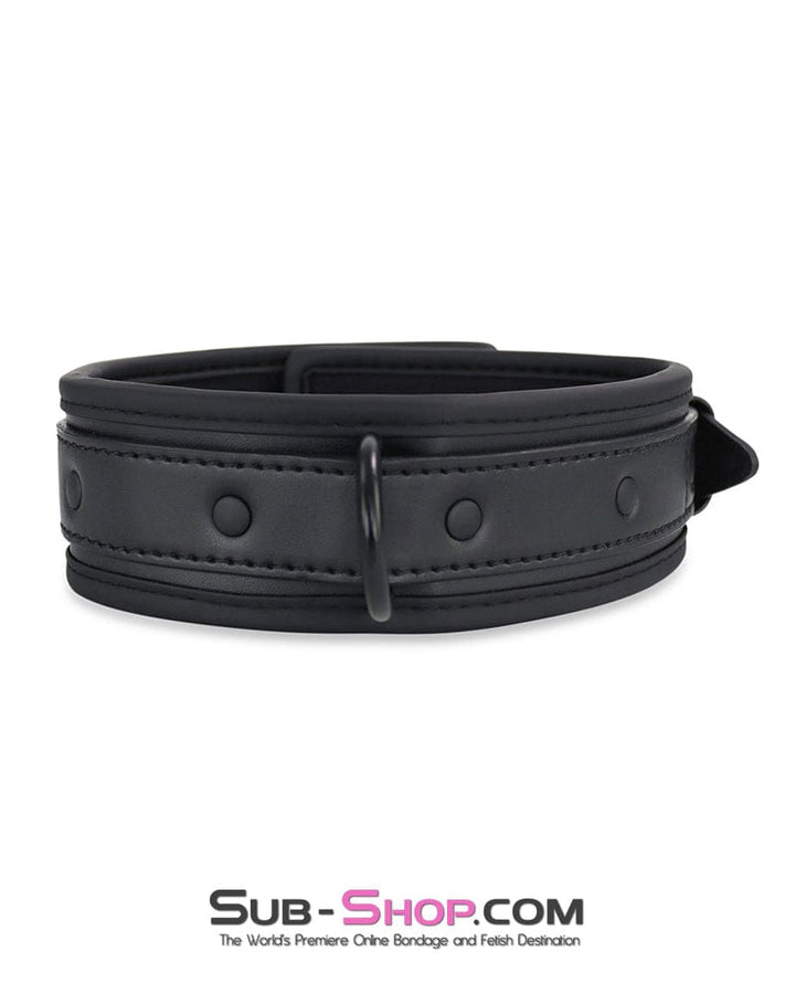 0657DL      Dark Side Padded Matte Black Collar with Leash Set Collar   , Sub-Shop.com Bondage and Fetish Superstore