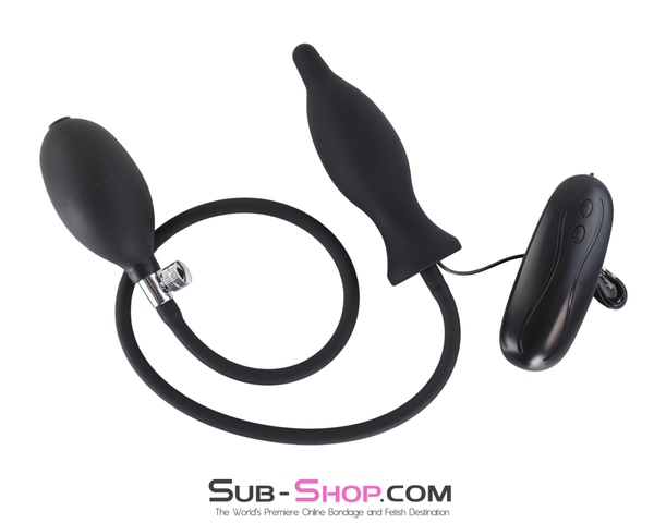 0695AE  Inflatable Vibrating Butt Plug with Bulb Pump - Expandable Latex Anal Plug