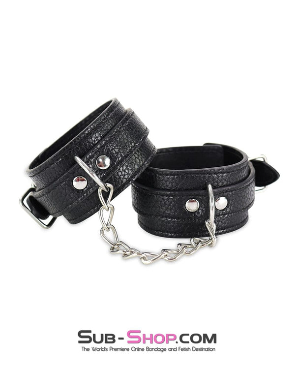 0802DL-SIS Soft Vegan Leather Wrist or Ankle Sissy Slave Bondage Cuffs with Chain Sissy , Sub-Shop.com Bondage and Fetish Superstore