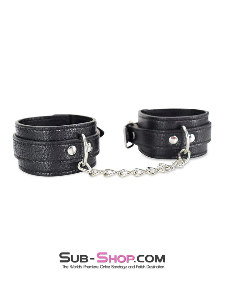 0802DL Soft Vegan Leather Wrist or Ankle Bondage Cuffs with Chain Cuffs , Sub-Shop.com Bondage and Fetish Superstore