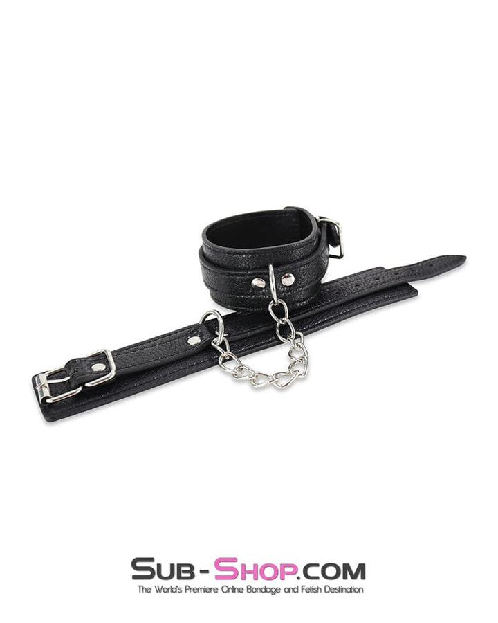 0802DL Soft Vegan Leather Wrist or Ankle Bondage Cuffs with Chain Cuffs , Sub-Shop.com Bondage and Fetish Superstore