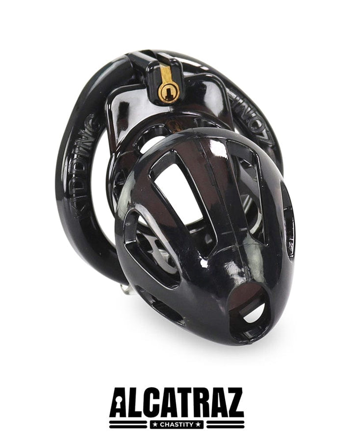 0862AR Man Whore Locking Black Chastity Cock Cage, Medium Base Ring Chastity , Sub-Shop.com Bondage and Fetish Superstore
