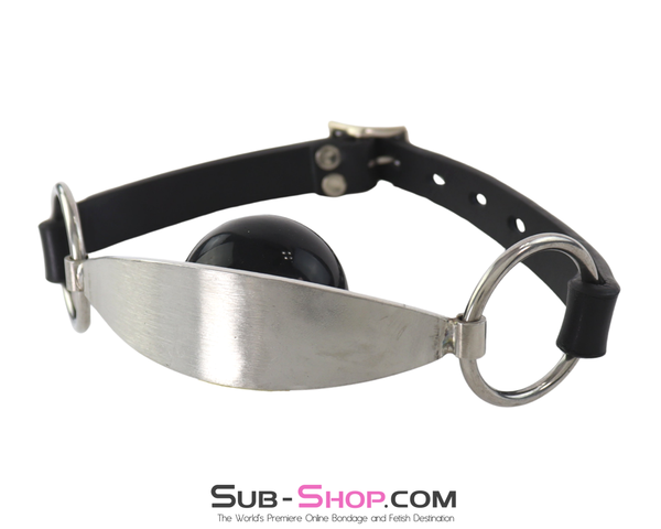 0911M  Stainless Steel Panel Ball Gag - Heavy Duty Metal Mouth Gag with O-Rings